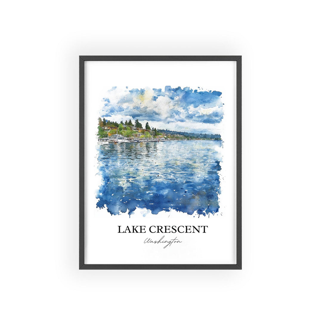 Lake Crescent Wall Art, Olympic National Park, Washington Watercolor Art, Lake Crescent Gift, Travel Print, Travel Poster, Housewarming Gift