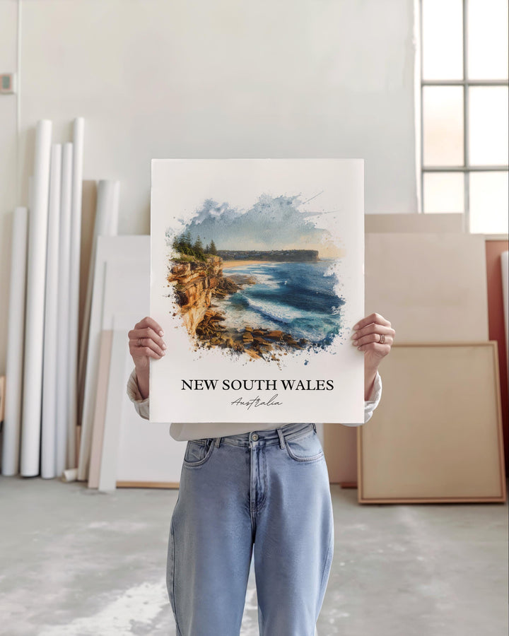 New South Wales Wall Art, Australia Print, Australia Watercolor Art, New South Wales Gift, Travel Print, Travel Poster, Housewarming Gift