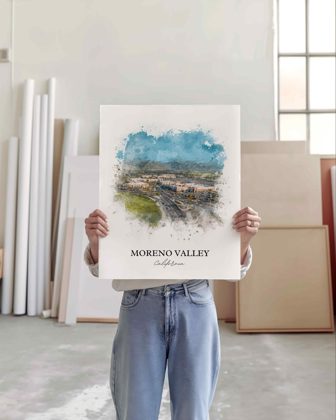 Moreno Valley Art, Riverside County Print, San Bernardino Watercolor Art, Moreno Valley Gift, Travel Print, Travel Poster, Housewarming Gift