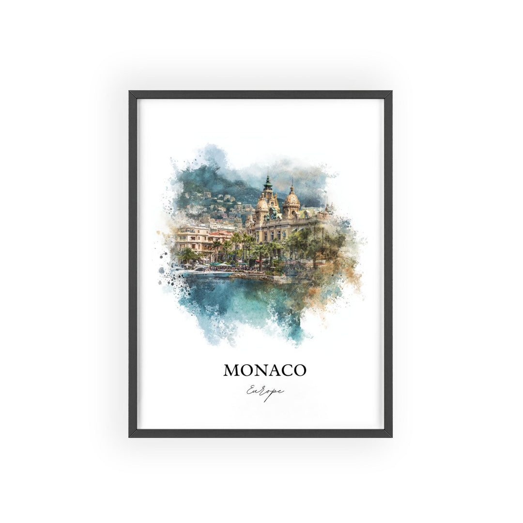 Monaco Wall Art, Monaco Print, Monaco Watercolor Art, Monaco Europe Gift, Travel Print, Travel Poster, Housewarming Gift