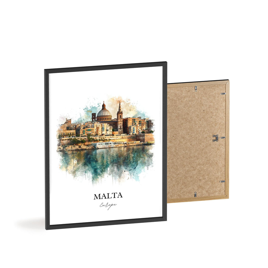 Malta Wall Art, Malta Europe Print, Malta Watercolor Art, Malta Gift, Travel Print, Travel Poster, Housewarming Gift