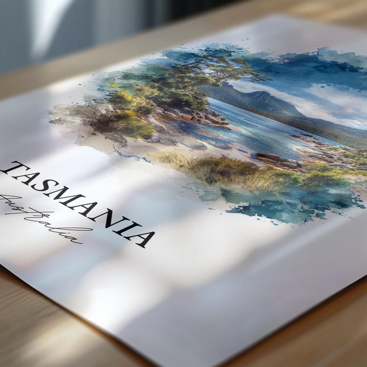 Tasmania Wall Art, Tasmania Print, Australia Watercolor Art, Tasmania Gift, Tasmania Travel Print, Travel Poster, Housewarming Gift