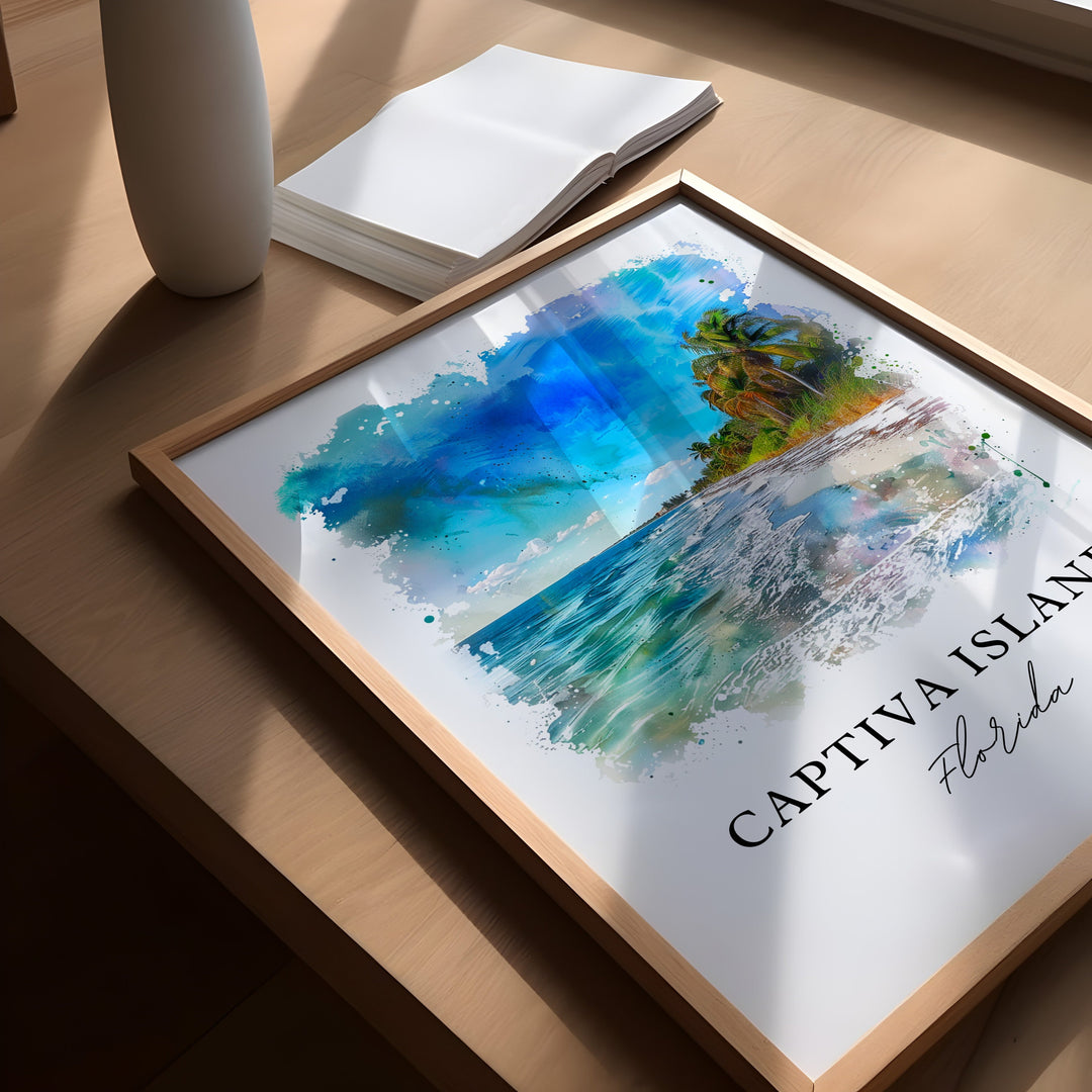 Captiva Island Wall Art, Captiva Island Print, Captiva FL Watercolor, Fort Myers FL Gift,