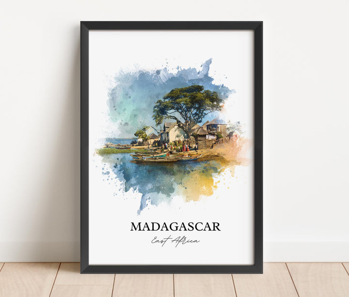 Madagascar Wall Art, Madagascar Print, Africa Watercolor Art, Eastern Africa Gift, Travel Print, Madagascar Travel Poster, Housewarming Gift