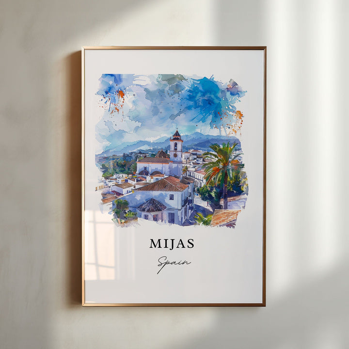 Mijas Spain Wall Art, Mijas Print, Málaga Watercolor Art, Andalusia Spain Art Gift,