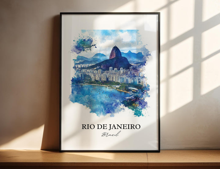 Rio de Janeiro Wall Art, Rio Skyline Print, Brazil Watercolor Art, Rio de Janeiro Gift, Travel Print, Travel Poster, Housewarming Gift