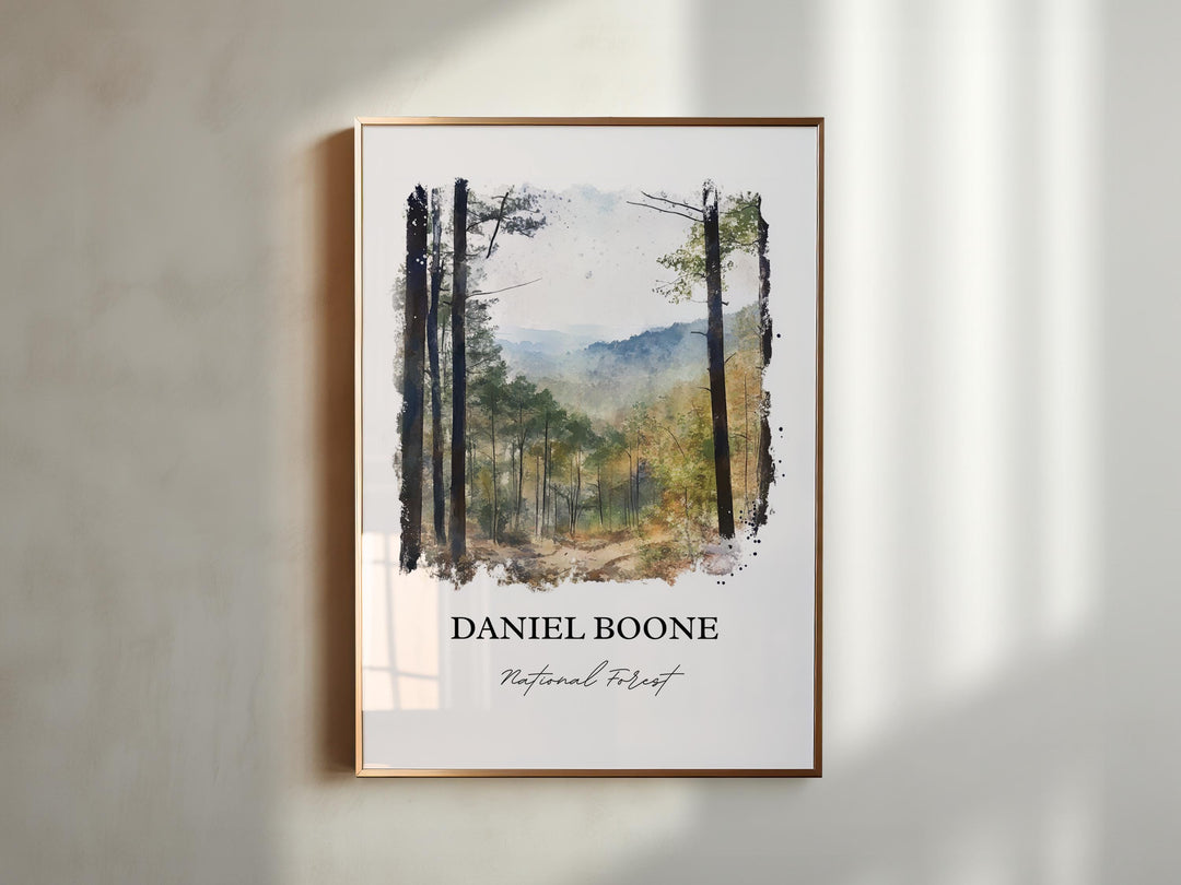 Daniel Boone National Forest Art, Kentucky Print, Kentucky Watercolor, Winchester KY Gift, Travel Print, Travel Poster, Housewarming Gift