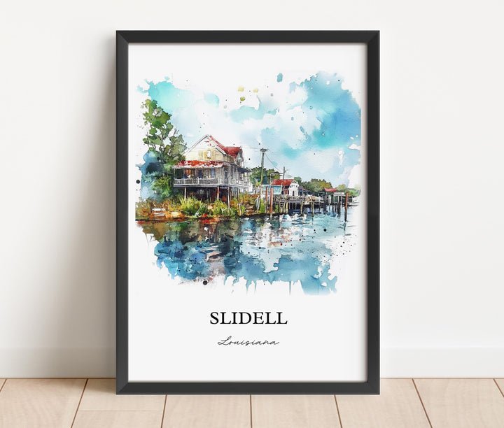 Slidell Louisiana Wall Art, Lake Pontchartrain Print, Louisiana Watercolor Art, Slidell Gift, Travel Print, Travel Poster, Housewarming Gift