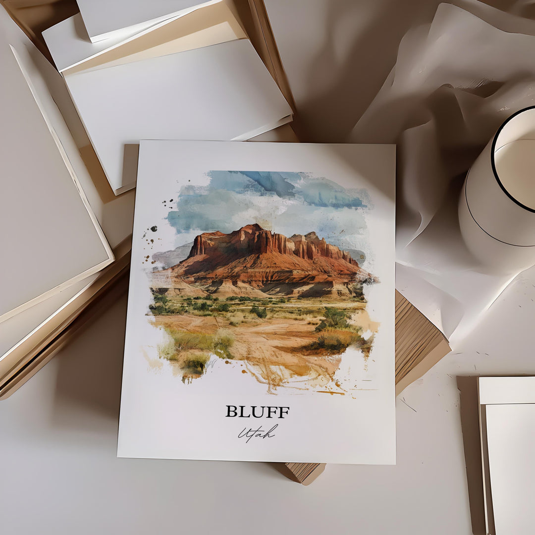 Bluff Utah Wall Art, San Juan County Print, Utah Watercolor Art, Bluff Utah Gift, Travel Print, Travel Poster, Housewarming Gift