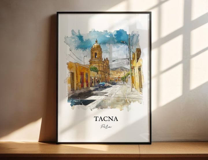 Tacna Peru Wall Art, San Pedro de Tacna Print, Peru Watercolor Art, Tacna Gift, Travel Print, Travel Poster, Housewarming Gift