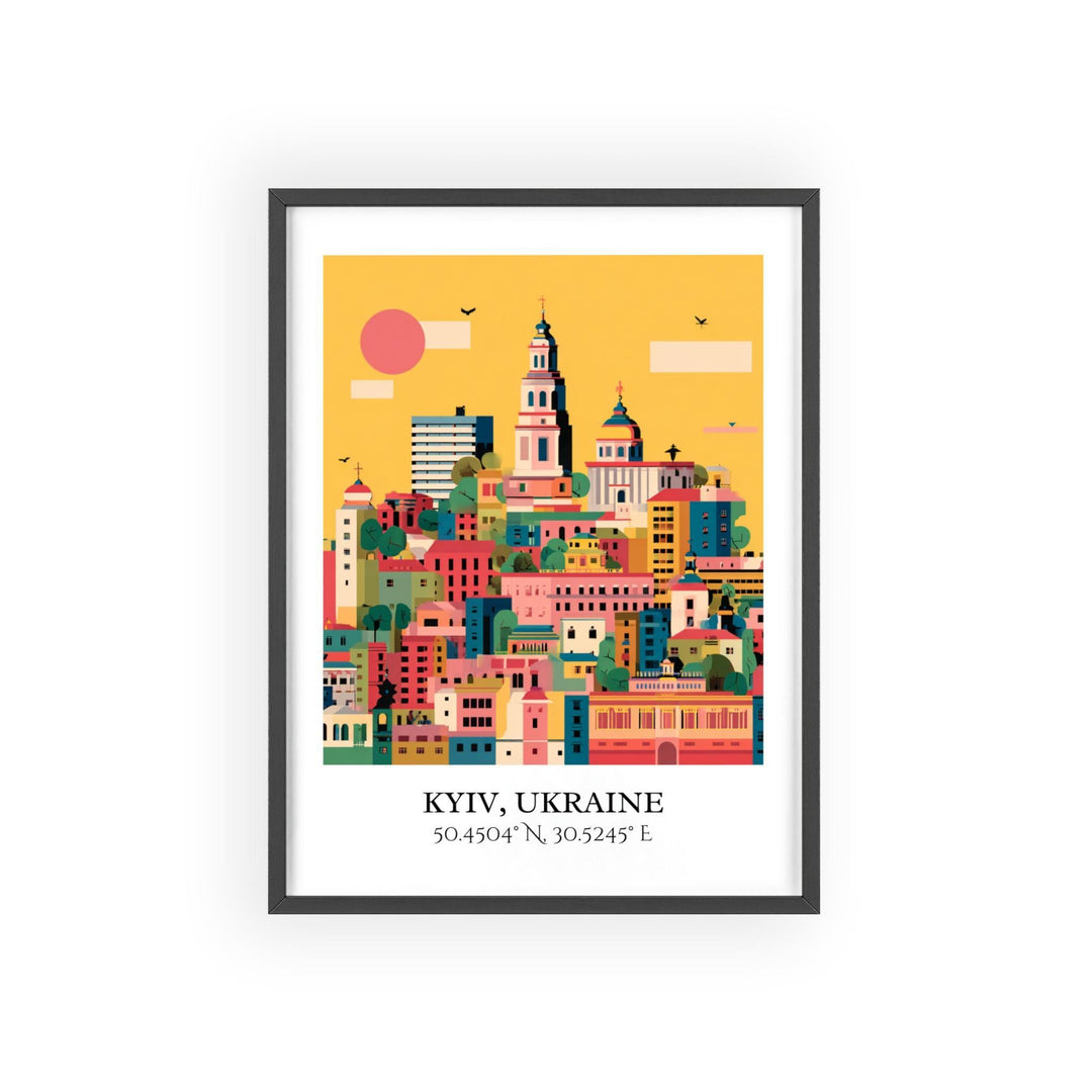 Kyiv Art, Kyiv Retro Travel Art, Kyiv Ukraine Home Decor, Ukraine Gift, Ukraine Travel Art, Travel Prints, Housewarming Gift