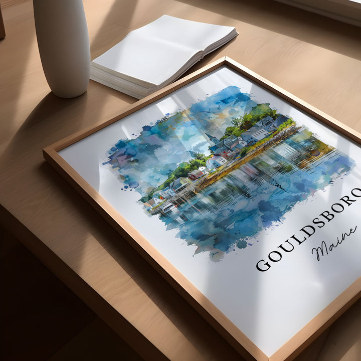 Gouldsboro, ME, Maine – Watercolor Art Print