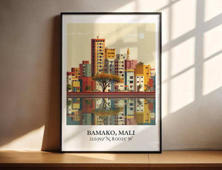 Bamako Art, Bamako Mali Retro Travel Art, Bamako Home Decor, Bamako Gift, Mali Travel Art, Travel Prints, Housewarming Gift