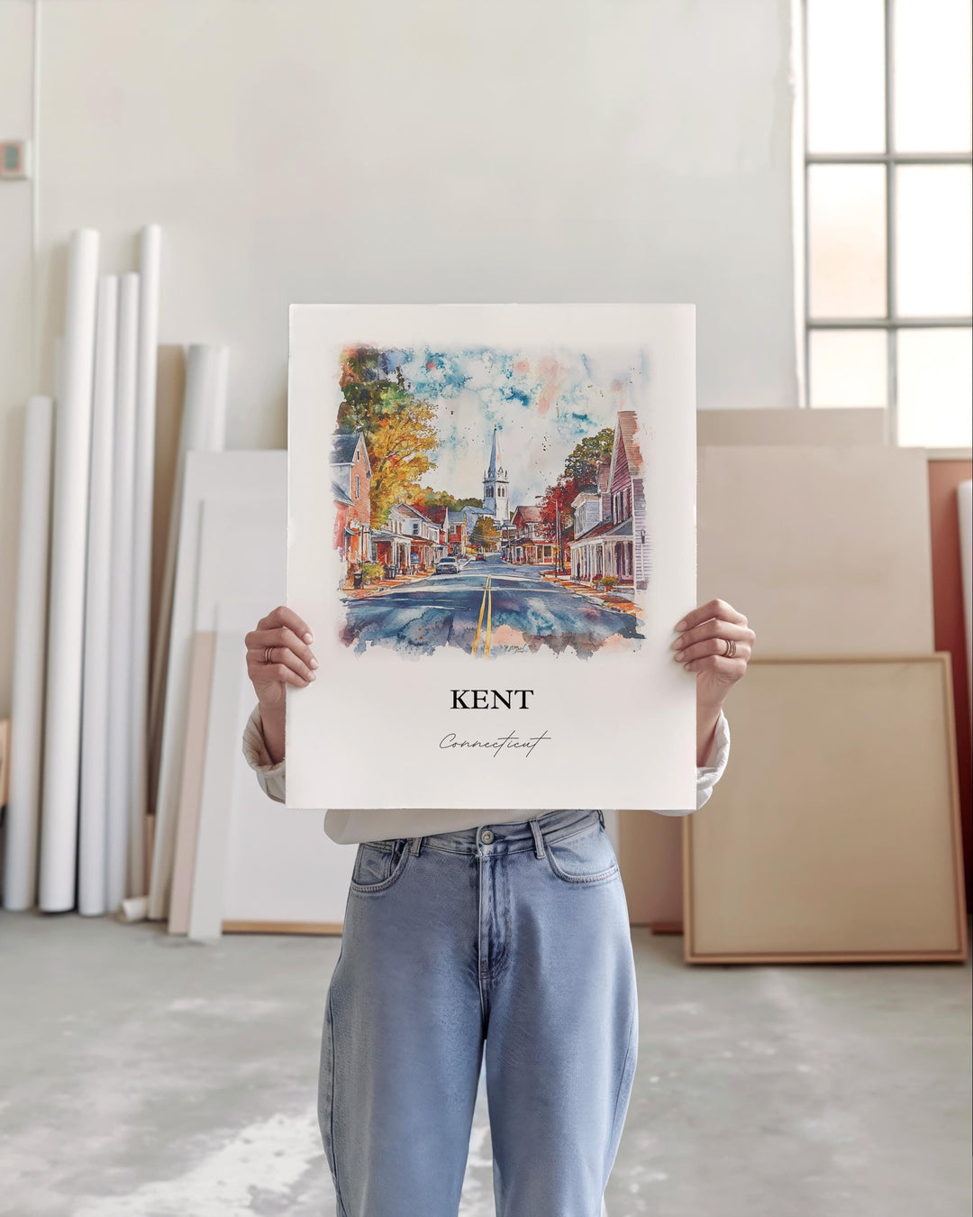 Kent Connecticut Wall Art, Litchfield County Print, Connecticut Watercolor Art, Kent CT Gift, Travel Print, Travel Poster, Housewarming Gift