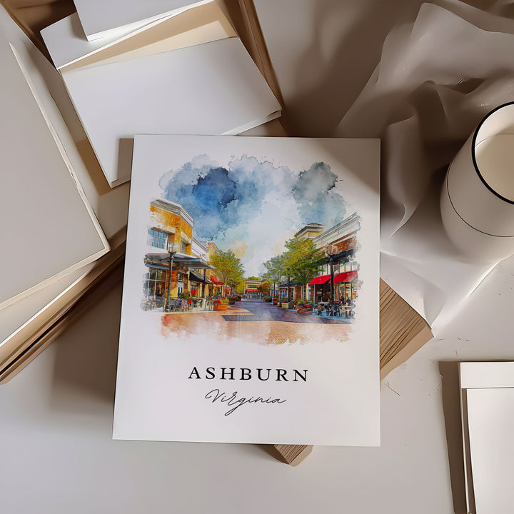 Ashburn VA wall art - Virginia, Ashburn print, Ashburn Virginia Wedding gift, Birthday present, Custom Text, Perfect Gift