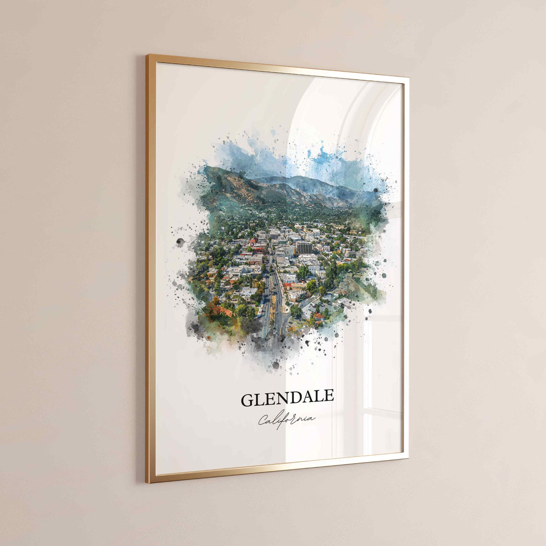 Glendale, California Wall Art, Glendale Print, California Watercolor Art, Los Angeles Gift, Travel Print, Travel Poster, Housewarming Gift
