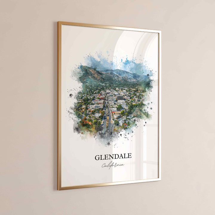 Glendale, California Wall Art, Glendale Print, California Watercolor Art, Los Angeles Gift, Travel Print, Travel Poster, Housewarming Gift