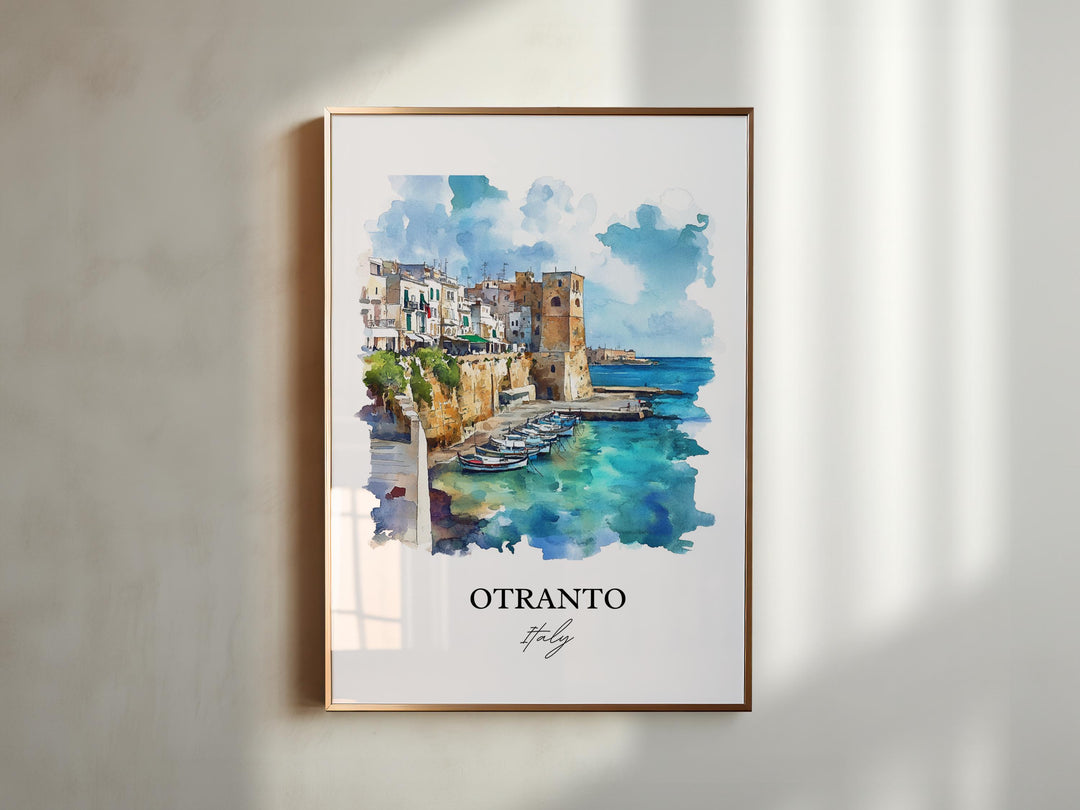 Otranto Wall Art, Apulia Region Print, Italy Watercolor Art, Otranto Italy Gift, Travel Print, Travel Poster, Housewarming Gift