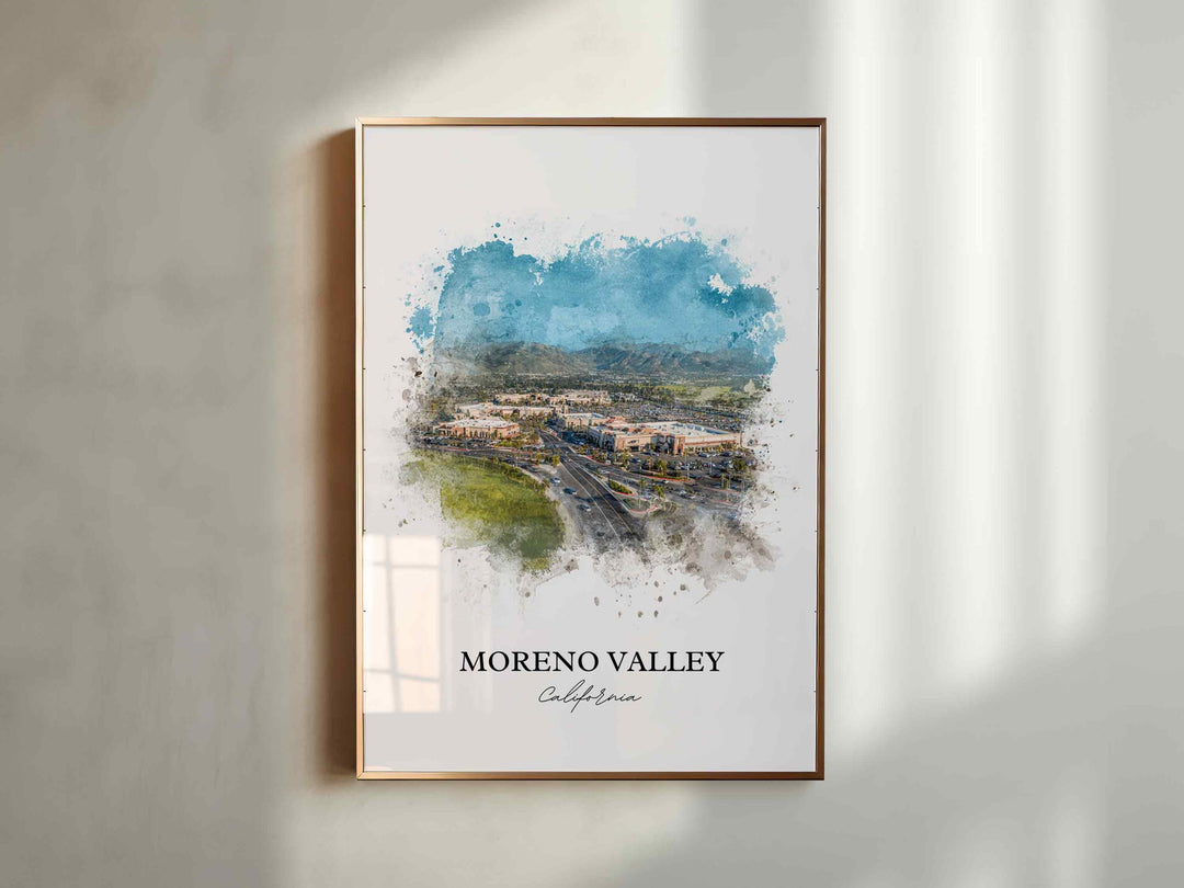 Moreno Valley Art, Riverside County Print, San Bernardino Watercolor Art, Moreno Valley Gift, Travel Print, Travel Poster, Housewarming Gift