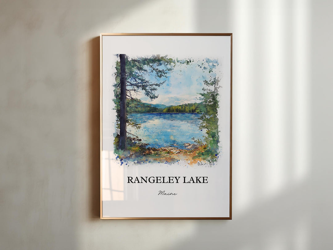 Rangeley Lake Wall Art, Franklin County ME Print, Maine Watercolor Art, Rangeley Lake Gift, Travel Print, Travel Poster, Housewarming Gift