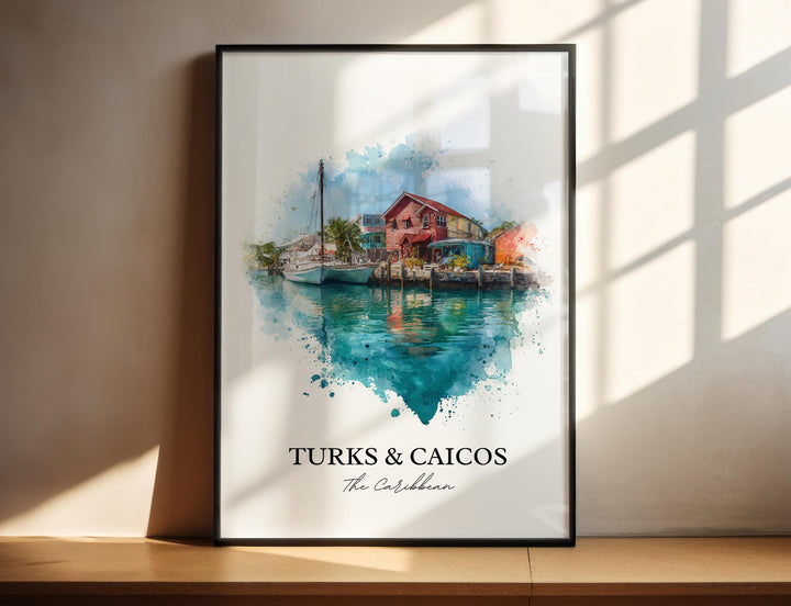Turks and Caicos Wall Art, Turks and Caicos Print, Caribbean Watercolor Art, Caribbean Gift, Travel Print, Travel Poster, Housewarming Gift