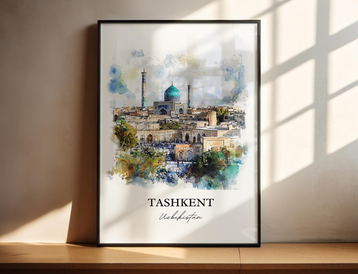 Tashkent Wall Art, Tashkent Skyline Print, Uzbekistan Watercolor Art, Tashkent Gift, Travel Print, Travel Poster, Housewarming Gift
