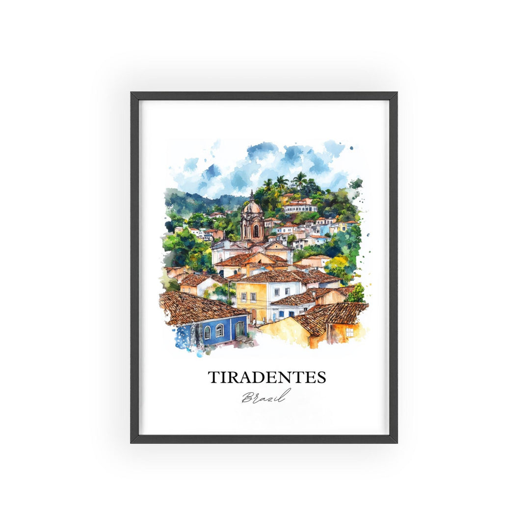 Tiradentes Wall Art, Brazil Print, Brazil Watercolor Art, Tiradentes Village Gift, Travel Print, Travel Poster, Housewarming Gift