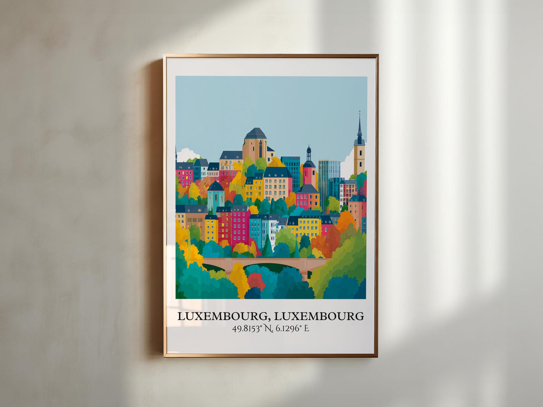 Luxembourg Art, Luxembourg Retro Travel Art, Luxembourg Decor, Luxembourg Gift, Luxembourg Travel Art, Travel Prints, Housewarming Gift