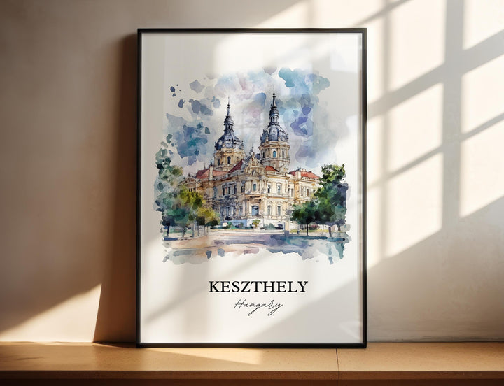 Keszthely Wall Art,  Lake Balato Print, Hungary Watercolor Art, Keszthely Hungary Gift, Travel Print, Travel Poster, Housewarming Gift