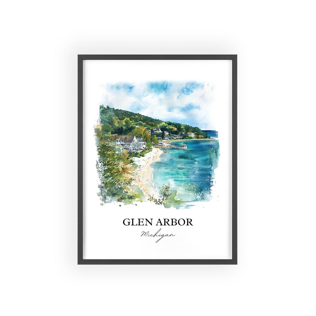 Glen Arbor, Michigan, USA – Watercolor Art Print