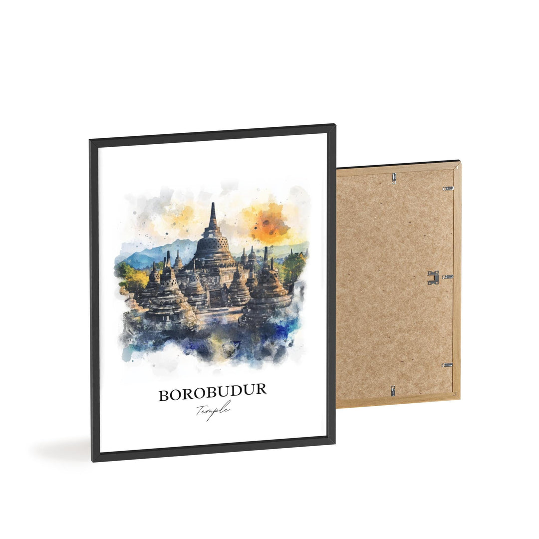 Borobudur Temple, Indonesia – Watercolor Art Print