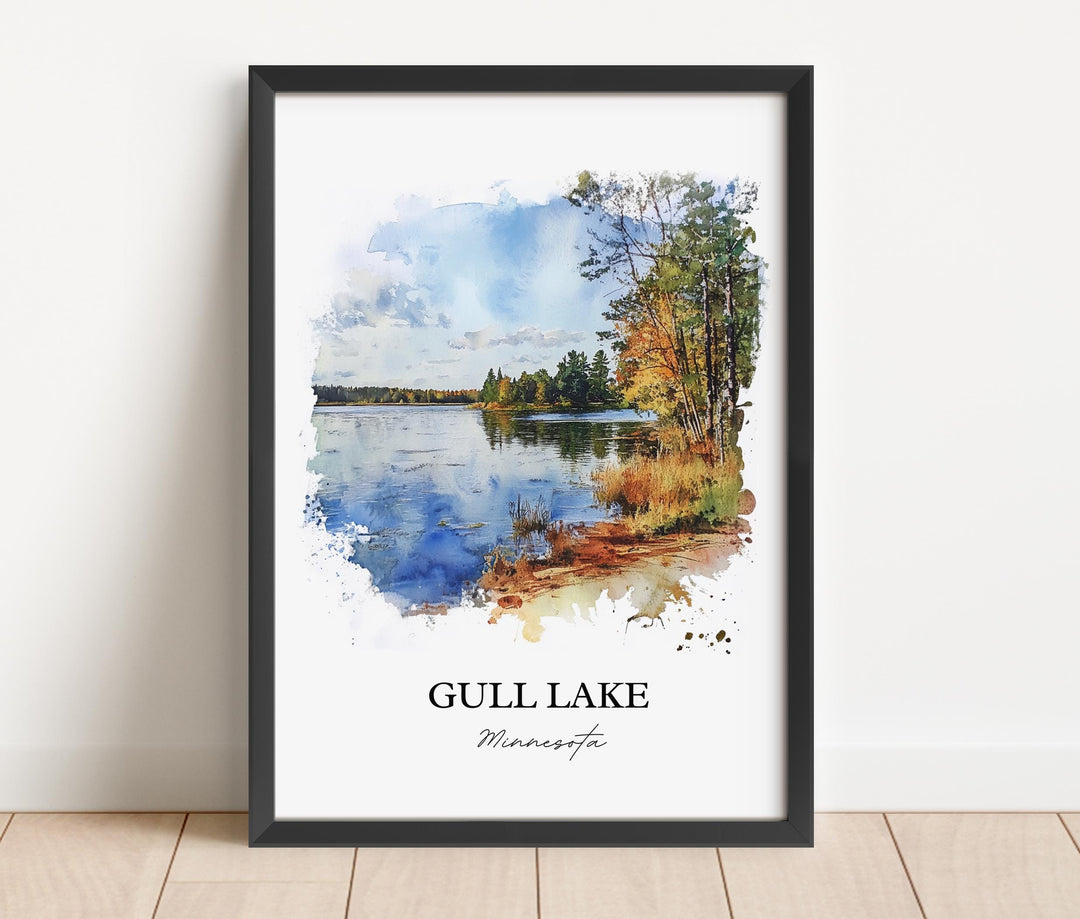 Gull Lake MN Wall Art, Cass County Print, Minnesota Watercolor Art, Gull Lake MN Gift, Travel Print, Travel Poster, Housewarming Gift