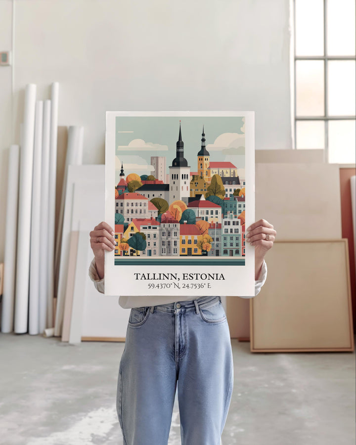 Tallinn Estonia Art, Tallinn Retro Travel Art, Tallinn Estonia Decor, Estonia Gift, Estonia Travel Art, Travel Prints, Housewarming Gift