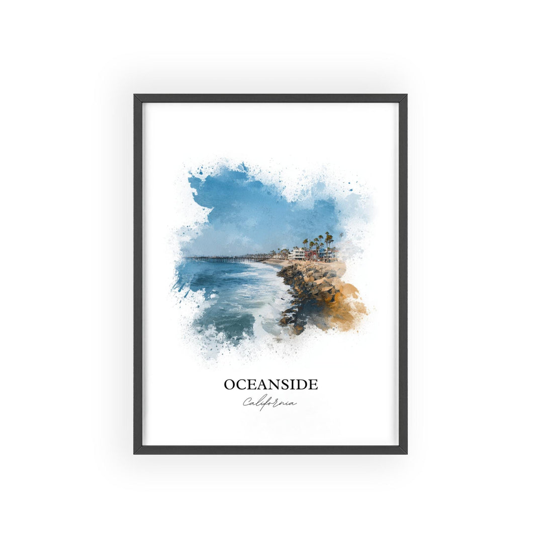 Oceanside CA Wall Art, Oceanside Print, Oceanside Watercolor Art, Harbor Beach Gift, Travel Print, Travel Poster, Housewarming Gift