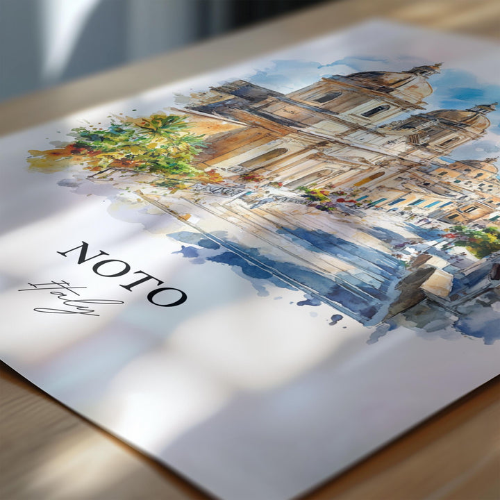 Noto Italy Wall Art, Sicily Italy Print, Italy Watercolor Art, Noto Italy Gift, Travel Print, Travel Poster, Housewarming Gift