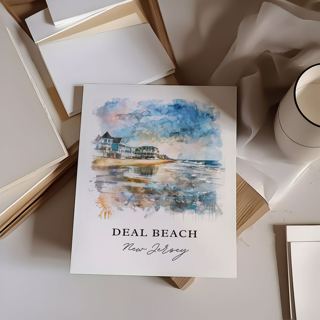 Deal NJ Wall Art, Deal Beach Print, Jersey Shore Watercolor Art, Deal NJ Gift, Travel Poster, Housewarming Gift