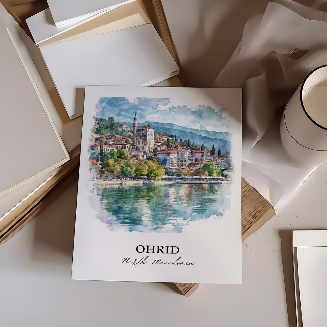 Ohrid, North Macedonia – Watercolor Art Print