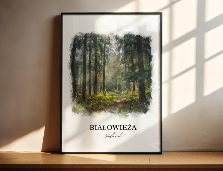 Bialowieza Wall Art, Bialowieza Podlaskie Print, Poland Watercolor Art, Poland Gift, Travel Print, Travel Poster, Housewarming Gift