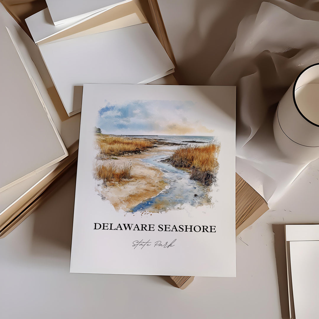 Delaware Seashore State Park Art, Rehoboth Beach Print, Reho Beach Watercolor, Delaware Gift, Travel Print, Travel Poster, Housewarming Gift