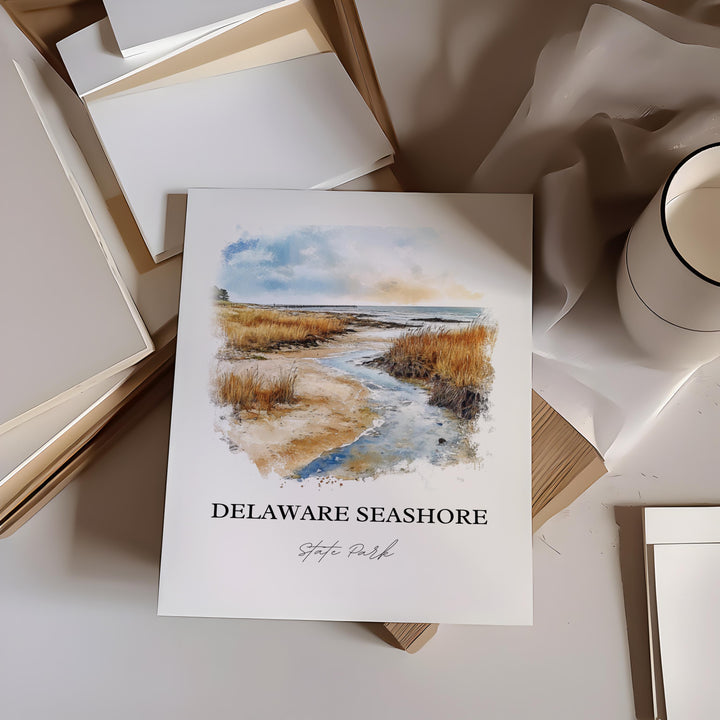 Delaware Seashore State Park Art, Rehoboth Beach Print, Reho Beach Watercolor, Delaware Gift, Travel Print, Travel Poster, Housewarming Gift
