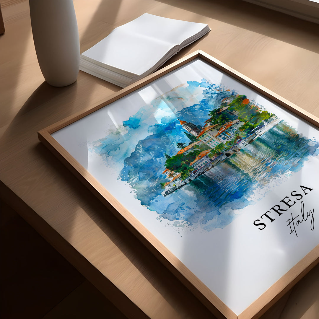 Stresa, Italy – Watercolor Art Print of Lake Maggiore