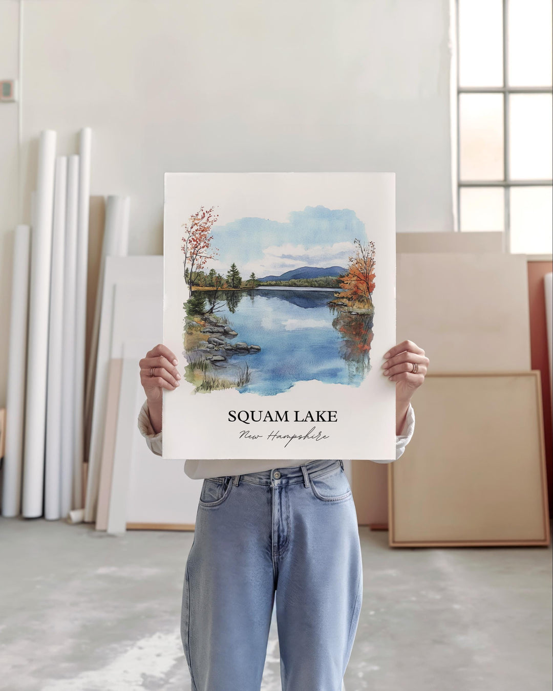 Squam Lake NH Art, New Hampshire Print, White Mountains Watercolor Art, Squam Lake Gift, Travel Print, Travel Poster, Housewarming Gift