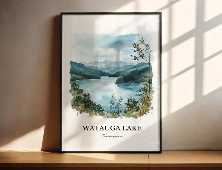 Watauga Lake Wall Art, Elizabethton TN Print, Tennessee Watercolor Art, Watauga Lake TN Gift, Travel Print, Travel Poster, Housewarming Gift