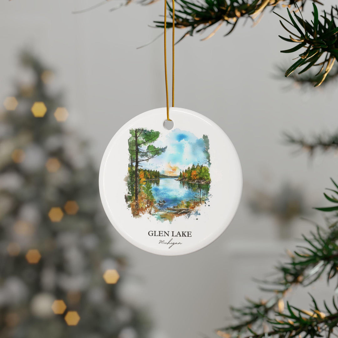Glen Lake MI Ornament: Unique Glen Lake Michigan Souvenir, Glen Lake Xmas Decor, and Authentic Glen Lake Gift