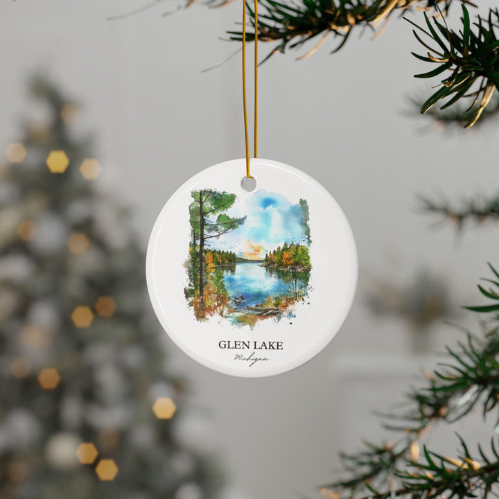 Glen Lake MI Ornament: Unique Glen Lake Michigan Souvenir, Glen Lake Xmas Decor, and Authentic Glen Lake Gift