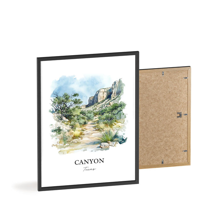 Canyon Texas Wall Art, Randall County Print, Texas Watercolor Art, Canyon Texas Gift, Travel Print, Travel Poster, Housewarming Gift