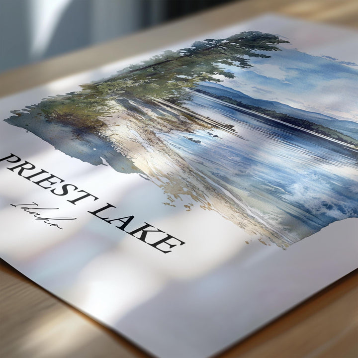 Priest Lake Wall Art, Nordman ID Print, Priest Lake Watercolor Art, Priest Lake Gift, Travel Print, Travel Poster, Housewarming Gift