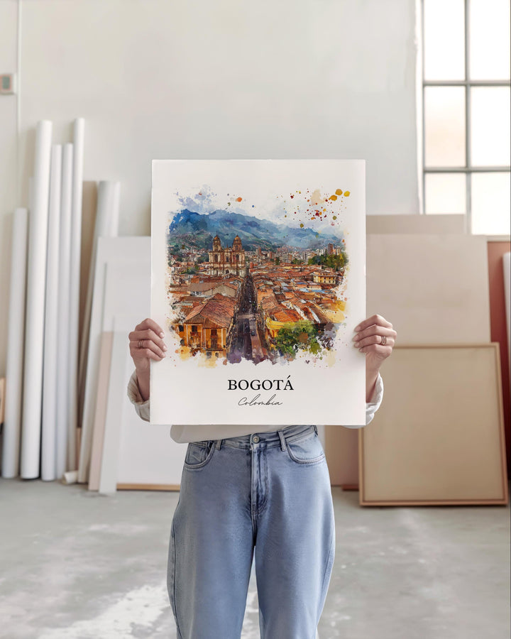 Bogotá Wall Art, Bogotá Colombia Print, Colombia Watercolor Art, Bogotá Skyline Gift, Travel Print, Travel Poster, Housewarming Gift
