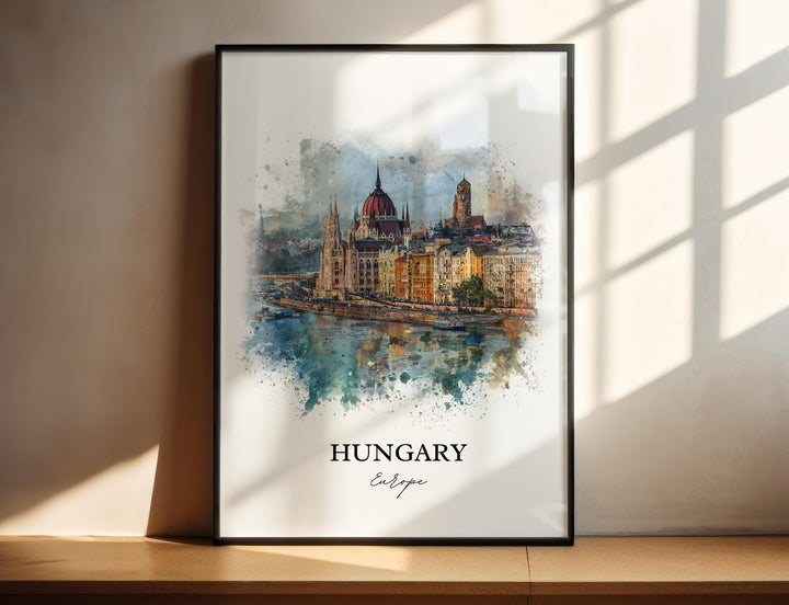 Hungary Wall Art, Hungary Print, Hungary Watercolor Art, Hungary Gift, Travel Print, Travel Poster, Housewarming Gift