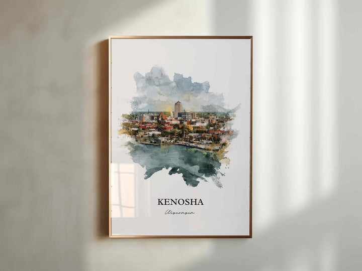Kenosha Wall Art, Kenosha WI Print, Kenosha Watercolor Art, Kenosha Wisconsin Gift, Travel Print, Travel Poster, Housewarming Gift